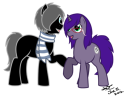 Size: 1000x768 | Tagged: safe, artist:kavic, oc, oc only, earth pony, pony, unicorn, clothes, female, glasses, maggie, male, mare, night song, scarf, stallion