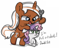 Size: 489x401 | Tagged: safe, artist:dambitail, silver spanner, sweetie belle, g4, 30 minute art challenge, wrench