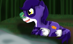 Size: 921x565 | Tagged: safe, artist:cocoasnowflakes, frog, big the cat, ponified, sonic the hedgehog (series)