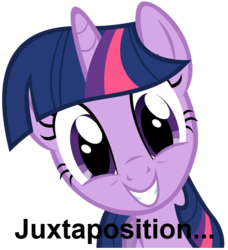 Size: 533x585 | Tagged: safe, twilight sparkle, g4, arial, exploitable meme, fail, female, juxtaposition, juxtaposition fail, meme, solo