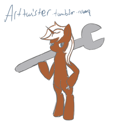 Size: 1024x1024 | Tagged: safe, artist:aqwara, silver spanner, pony, g4, 30 minute art challenge, bipedal, wrench