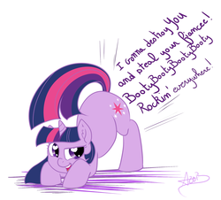Size: 1874x1692 | Tagged: safe, artist:arnachy, twilight sparkle, pony, unicorn, friendship is witchcraft, g4, booty booty booty booty rockin' everywhere, bubba sparxxx, butt shake, female, foaly matripony, heart, heart eyes, mare, ms. new booty, raised tail, signature, solo, song reference, tail, twibutt, unicorn twilight, wingding eyes