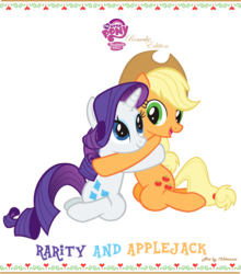 Size: 4800x5449 | Tagged: safe, artist:123kennix, applejack, rarity, earth pony, pony, unicorn, g4, absurd resolution, female, hug, lesbian, mare, ship:rarijack, shipping, simple background, transparent background, vector