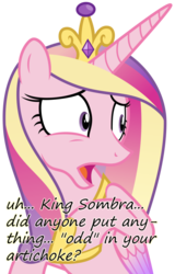 Size: 715x1118 | Tagged: safe, king sombra, princess cadance, g4, artichoke, drugs, insane pony thread, tumblr