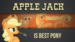 Size: 1920x1080 | Tagged: safe, artist:lucarious, applejack, g4, best pony, filly, hat, meme, vector, wallpaper