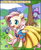 Size: 333x406 | Tagged: safe, artist:solar-slash, fluttershy, trixie, parasprite, g4, angry, clothes, disney, disney princess, dress, puffy sleeves, snow white, tree