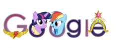 Size: 1024x398 | Tagged: safe, rainbow dash, twilight sparkle, alicorn, pony, g4, element of loyalty, element of magic, female, google, lesbian, mare, ship:twidash, shipping, simple background, transparent background, twilight sparkle (alicorn)