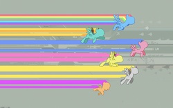 Size: 1920x1200 | Tagged: safe, artist:darkdoomer, derpy hooves, firefly, fluttershy, lightning dust, rainbow dash, scootaloo, pegasus, pony, g1, g4, aircraft, design, female, filly, flying, g1 to g4, generation leap, jet, jet fighter, mare, minimalist, plane, rainbow trail, speed trail, techno, video game, wallpaper, wings of equestria