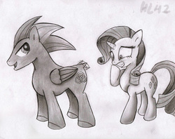 Size: 2856x2260 | Tagged: safe, artist:hislilhalo1, rarity, g4, male, monochrome, ponified, sonic the hedgehog, sonic the hedgehog (series), traditional art