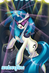 Size: 667x1000 | Tagged: safe, artist:hezaa, dj pon-3, vinyl scratch, g4, solo, turntable, welovefine