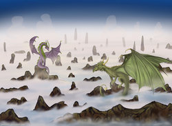 Size: 1024x751 | Tagged: safe, artist:sweeterwho, spike, dragon, g4, fog, older