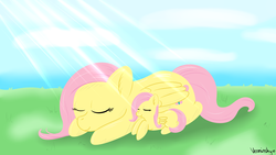 Size: 1920x1080 | Tagged: safe, artist:verminshy, fluttershy, g4, filly, grass, sky, sunshine