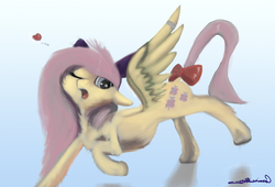 Size: 1024x698 | Tagged: safe, artist:auroriia, fluttershy, g4, heart, ribbon