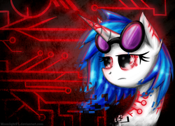 Size: 2500x1800 | Tagged: safe, artist:moonlightfl, dj pon-3, vinyl scratch, g4, cyber, pixelated