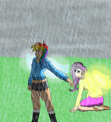 Size: 630x691 | Tagged: safe, artist:psycomasterka, fluttershy, rainbow dash, human, g4, humanized, winged humanization