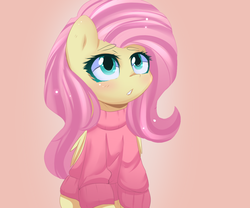 Size: 1200x1000 | Tagged: safe, artist:camellia, fluttershy, g4, clothes, female, solo, sweater, sweatershy, turtleneck