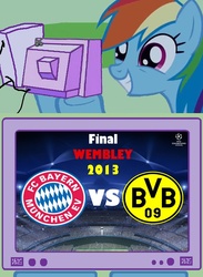 Size: 563x771 | Tagged: safe, artist:rodriguez, rainbow dash, g4, 2013, bayern munich, borussia dortmund, exploitable meme, final wembley, football, tv meme, uefa champions league