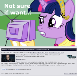 Size: 898x889 | Tagged: safe, twilight sparkle, alicorn, pony, g4, bayformers, exploitable meme, female, kelsey grammer, mare, michael bay, transformers, transformers age of extinction, tv meme, twilight sparkle (alicorn)