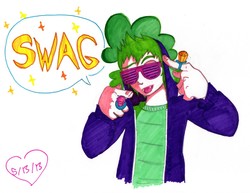 Size: 1280x989 | Tagged: safe, artist:arcsarsonist, spike, g4, humanized, ring, sunglasses, swag, traditional art