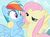 Size: 624x458 | Tagged: safe, screencap, fluttershy, rainbow dash, pony, g4, may the best pet win, hub logo, hubble, logo, out of context, the hub