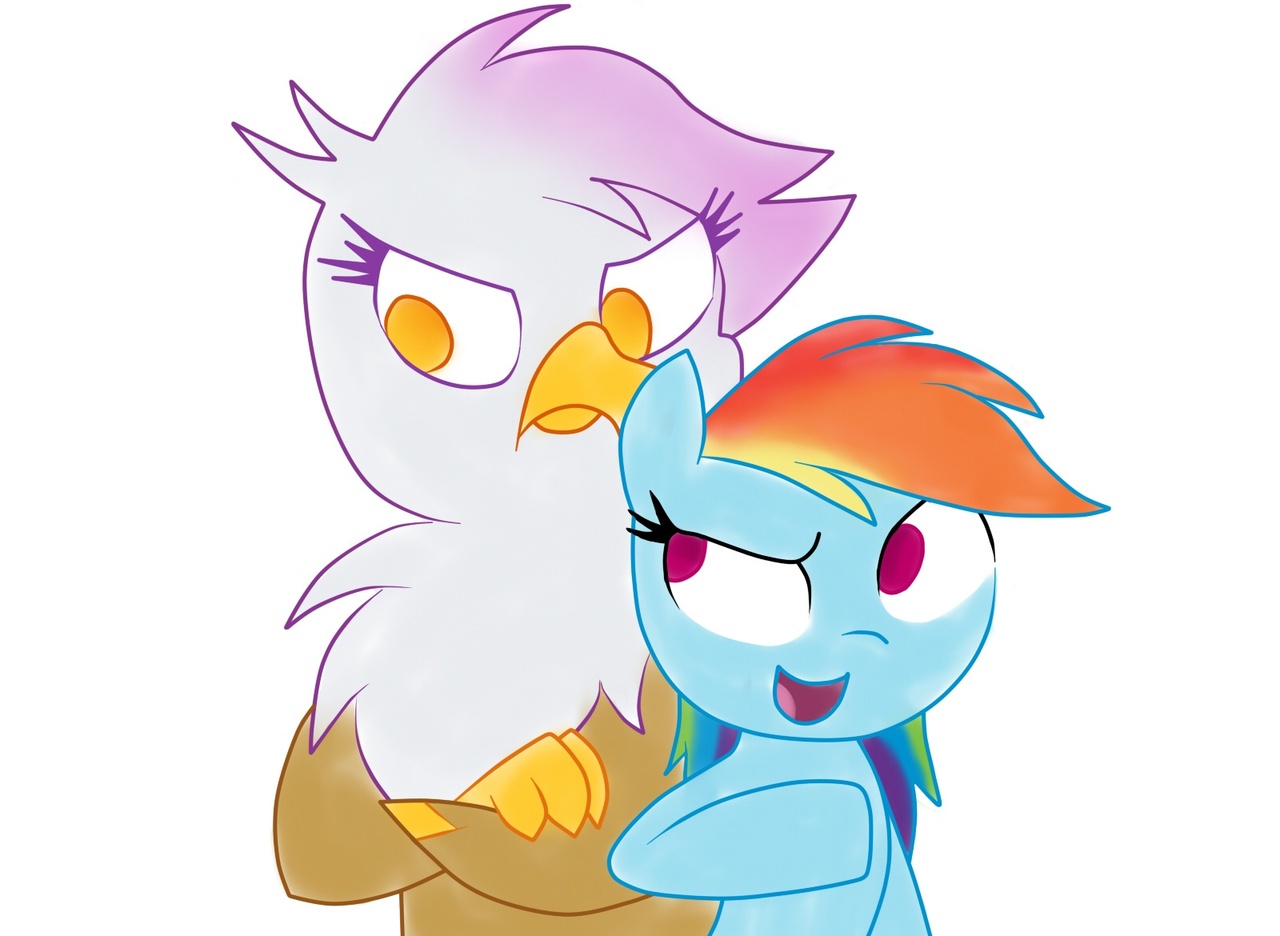 Safe Artist Neko Monster Gilda Rainbow Dash Griffon Grumpy Derpibooru