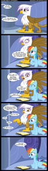 Size: 1019x3569 | Tagged: dead source, safe, artist:veggie55, gilda, rainbow dash, griffon, pegasus, pony, g4, book, comic, reading