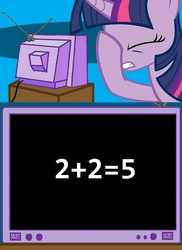 Size: 437x600 | Tagged: safe, twilight sparkle, g4, 1984, 2+2=5, exploitable meme, math, tv meme