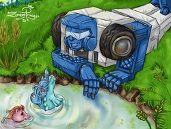 Size: 1024x768 | Tagged: safe, artist:zombieprincess, sea pony, g1, beachcomber (transformers), crossover, transformers, wavy