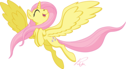 Size: 3286x1809 | Tagged: safe, artist:utahraptorz-poniez, fluttershy, alicorn, pony, g4, alicornified, female, fluttercorn, flying, mare, race swap, simple background, solo, spread wings, transparent background, wings