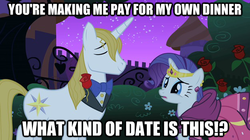 Size: 625x351 | Tagged: safe, prince blueblood, rarity, g4, image macro, sad