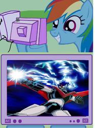 Size: 447x600 | Tagged: safe, rainbow dash, g4, exploitable meme, great mazinger, mazinger, tv meme