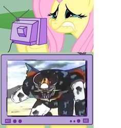 Size: 728x771 | Tagged: safe, fluttershy, g4, exploitable meme, fluttercry, mazinger, mazinger z, tv meme