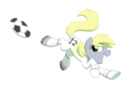 Size: 2000x1344 | Tagged: safe, artist:equestria-prevails, derpy hooves, pegasus, pony, g4, 4chan cup, ball, clothes, female, football, mare, safest hooves, simple background, smiling, transparent background, vector