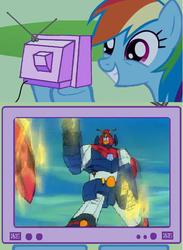 Size: 512x700 | Tagged: safe, rainbow dash, g4, combattler v, exploitable meme, tv meme