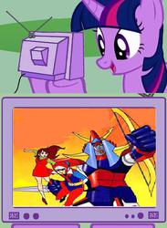 Size: 511x700 | Tagged: safe, twilight sparkle, g4, brave raideen, exploitable meme, raideen the brave, tv meme