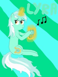 Size: 774x1032 | Tagged: safe, artist:riky9797, lyra heartstrings, g4, lyre, music, music notes