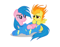 Size: 1013x795 | Tagged: safe, artist:sylvesterkittycat, firefly, spitfire, pegasus, pony, g1, g4, filly, g1 to g4, generation leap, mother, wonderbolts, wonderbolts uniform, younger