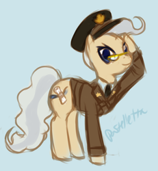Size: 1527x1653 | Tagged: safe, artist:meltyvixen, mayor mare, earth pony, pony, g4, dwight d. eisenhower, female, glasses, salute, solo