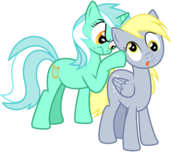 Size: 6000x5324 | Tagged: safe, artist:andypriceart, artist:masem, idw, derpy hooves, lyra heartstrings, pegasus, pony, g4, absurd resolution, female, idw showified, mare, simple background, tongue out, transparent background, vector