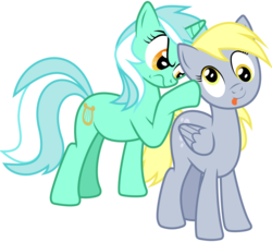 Size: 6000x5324 | Tagged: safe, artist:andy price, artist:masem, idw, derpy hooves, lyra heartstrings, pegasus, pony, g4, absurd resolution, female, idw showified, mare, simple background, tongue out, transparent background, vector