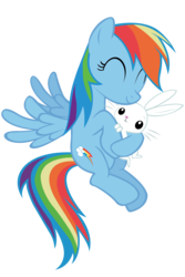 Size: 1200x1800 | Tagged: safe, artist:ocarina0ftimelord, angel bunny, rainbow dash, g4, angeldash, cute, dashabetes, eyes closed, hug, simple background, transparent background, vector