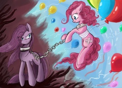 Size: 4359x3167 | Tagged: safe, artist:pridark, pinkie pie, g4, balloon, chains, duality, pinkamena diane pie, then watch her balloons lift her up to the sky