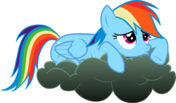 Size: 3000x1752 | Tagged: safe, artist:404compliant, rainbow dash, pegasus, pony, g4, the mysterious mare do well, cloud, cutie mark, female, hooves, lying on a cloud, mare, on a cloud, prone, simple background, solo, transparent background, vector, wings