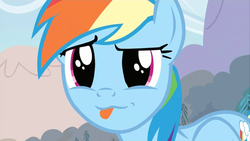 Size: 1366x768 | Tagged: safe, rainbow dash, g4, female, solo, tongue out