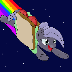 Size: 400x400 | Tagged: safe, artist:jade meteor, oc, oc only, oc:marble, original species, animated, clothes, food, food costume, marbleyarns, nyan cat, sandwich