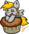 Size: 514x602 | Tagged: safe, artist:zutcha, derpy hooves, pegasus, pony, g4, chibi, cute, female, giant muffin, mare, muffin, solo