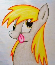 Size: 826x966 | Tagged: safe, artist:lolliangel123, derpy hooves, pegasus, pony, g4, female, mare, palindrome get, solo, tongue out, traditional art