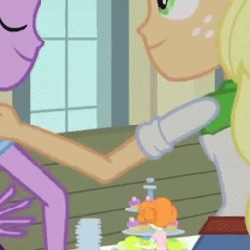 Size: 256x256 | Tagged: safe, edit, edited screencap, screencap, applejack, scribble dee, twilight sparkle, human, equestria girls, g4, my little pony equestria girls, animated, animation error, applejack's hat, background character, background human, clothes, cowboy hat, cropped, female, hat, shirt, skirt, slow motion, zoomed in