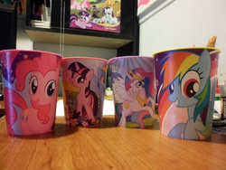 Size: 4608x3456 | Tagged: safe, pinkie pie, princess celestia, rainbow dash, twilight sparkle, g4, cup, merchandise