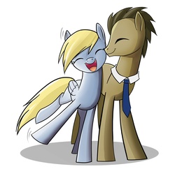 Size: 2257x2186 | Tagged: safe, artist:geminas0wng, derpy hooves, doctor whooves, time turner, pegasus, pony, g4, female, happy, male, mare, necktie, ship:doctorderpy, shipping, straight